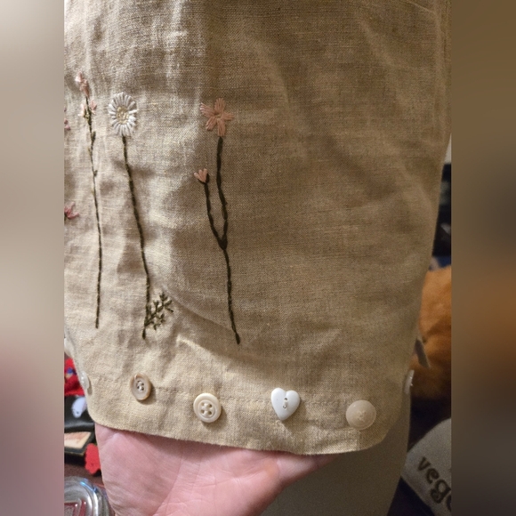 Vintage Carol Anderson Linen Top With Button Up Back Size Small/Medium - Picture 3 of 13